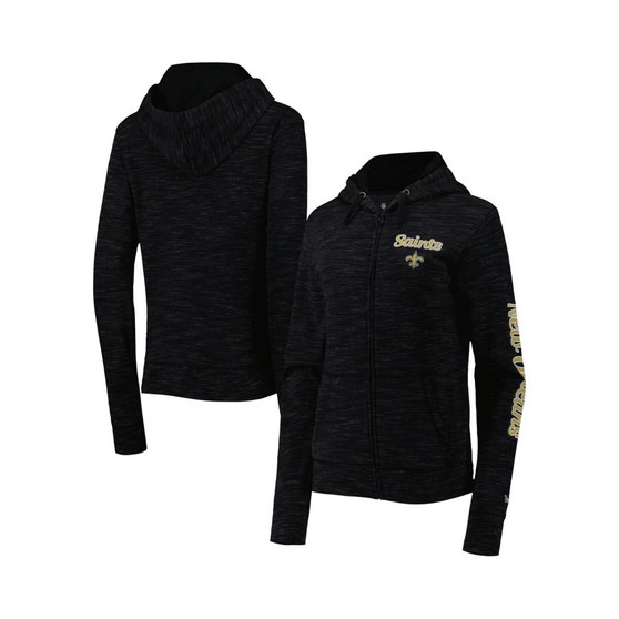 Women's Black New Orleans Saints Reverse Space-Dye Full-Zip Hoodie