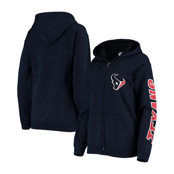 Women's Navy Houston Texans Fleece Full-Zip Hoodie