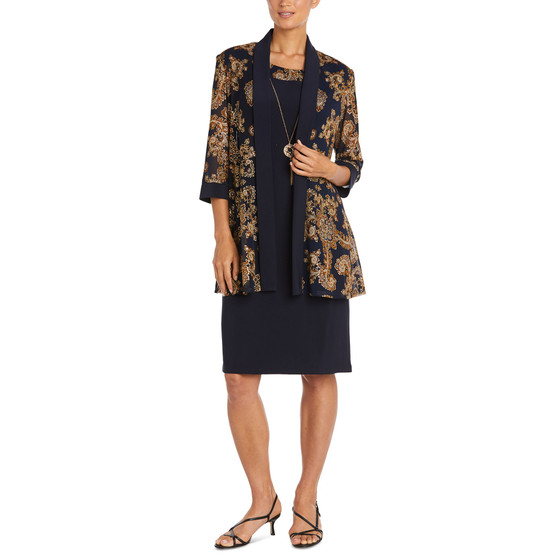 Petite 2-Pc. Paisley-Print Jacket & Dress Set