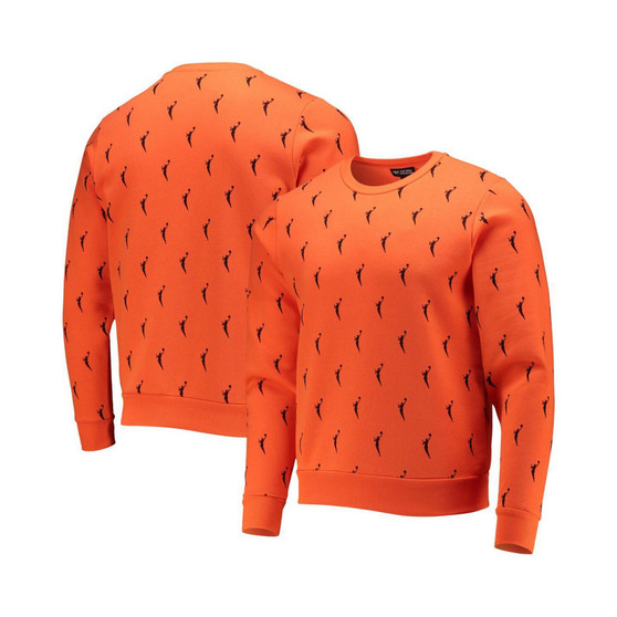 Men's and Women's Orange WNBA Logowoman All Over Logo Pullover Sweatshirt