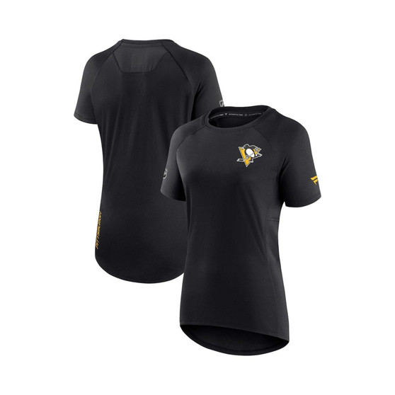 Women's Branded Black Pittsburgh Penguins Authentic Pro Rink Raglan Tech T-shirt