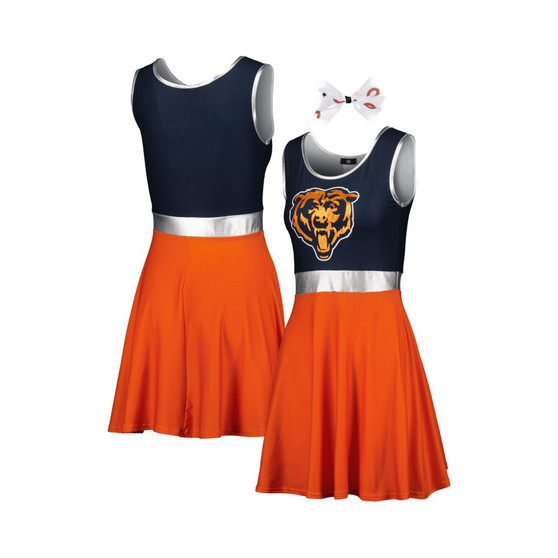 Women's Navy, Orange Chicago Bears Game Day Costume Dress Set