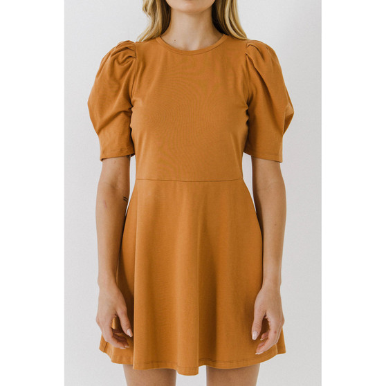 Women's Short Puff Sleeve Mini Dress
