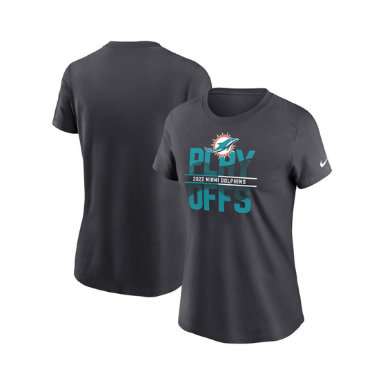 Women's Anthracite Miami Dolphins 2022 NFL Playoffs Iconic T-shirt
