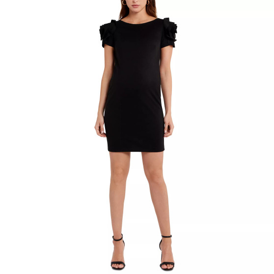 Maternity Short Sleeve Ruffled Shift Dress
