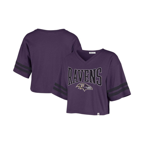 Women's Purple Baltimore Ravens Fanfare Sport V-Neck Crop Top