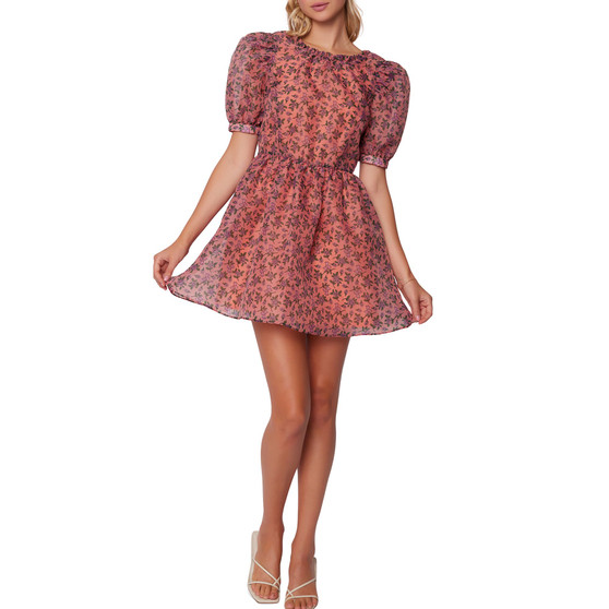 Women's Venus Rising Printed Puff-Sleeve Fit & Flare Dress