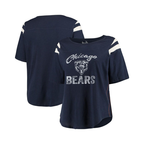 Women's Navy Chicago Bears Plus Size Curve Half-Sleeve T-shirt