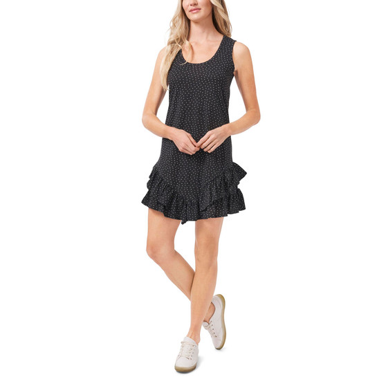 Women's Ditsy Dot Asymmetrical Tassel Hem Dress