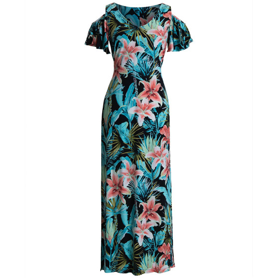 Printed Cold-Shoulder Maxi Dress