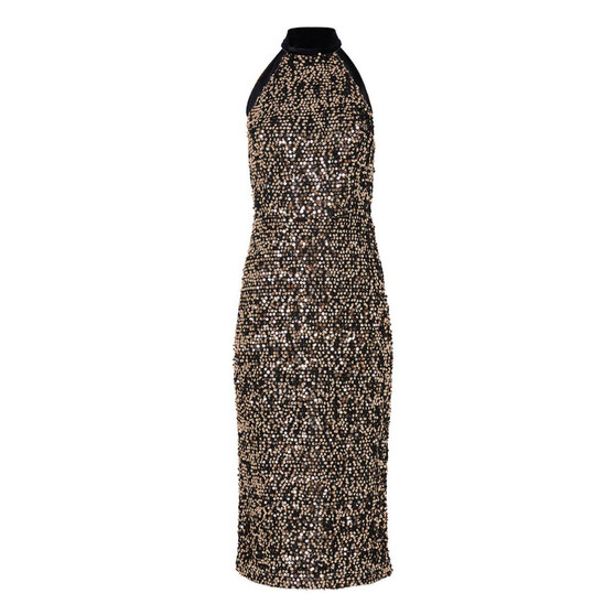 Women's Sequined Mock-Neck Midi Dress