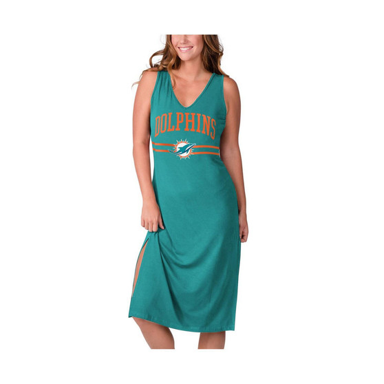 Women's Aqua Miami Dolphins Training V-Neck Maxi Dress