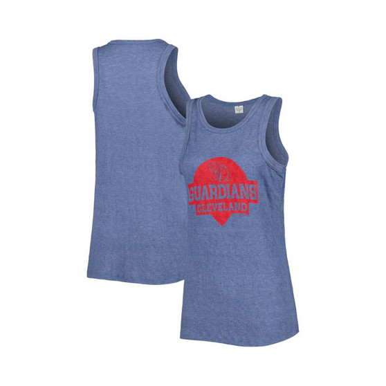 Women's Navy Cleveland Guardians Tri-Blend Tank Top