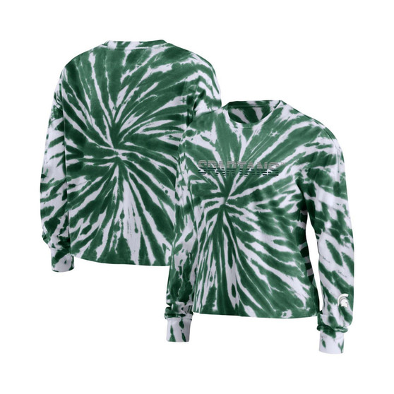 Women's Green Michigan State Spartans Tie-Dye Long Sleeve T-shirt