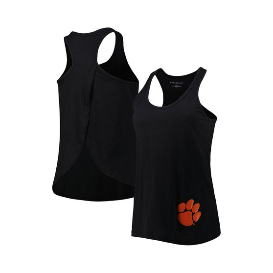 Women's Black Clemson Tigers Charm 2.0 Scoop Neck Open Back Racerback Tank Top
