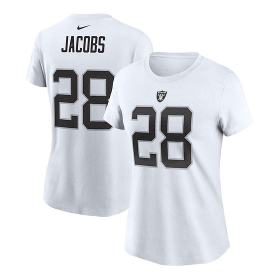 Women's Josh Jacobs White Las Vegas Raiders Name Number T-shirt