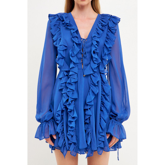 Women's Chiffon Ruffle Mini Dress