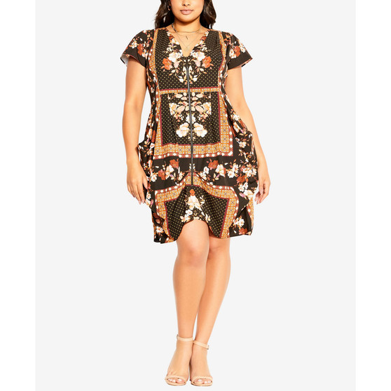 Trendy Plus Size Falling Floral Tunic Top