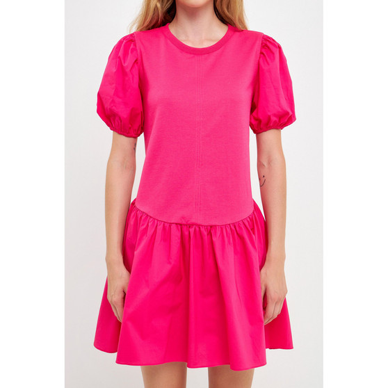 Women's Mixed Media Babydoll Dress