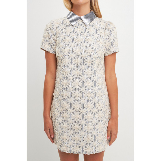 Women's Ribbon Embroidery Collared Dress