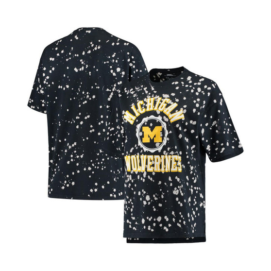 Women's Navy Michigan Wolverines Bishop Bleach Wash T-shirt