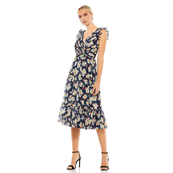 Women's Ieena Flowy Floral Print V Neck Cap Sleeve Midi Dress