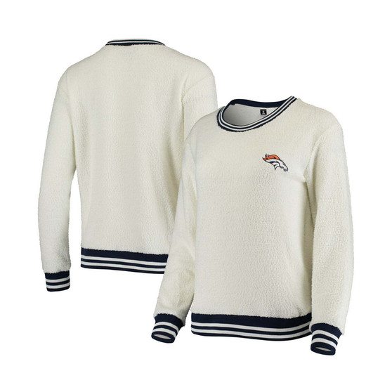 Women's Cream, Navy Denver Broncos Granite Knit Pullover Sweatshirt