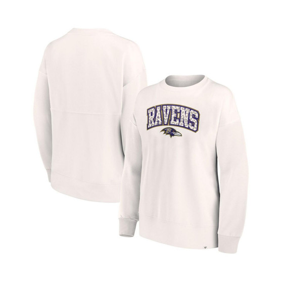 Women's Branded White Baltimore Ravens Leopard Team Pullover Sweatshirt
