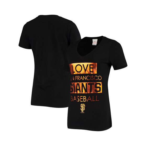 Women's by New Era Black San Francisco Giants V-Neck T-shirt
