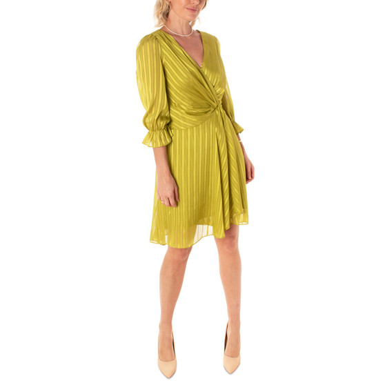 Women's Shadow Stripe Faux-Wrap Dress