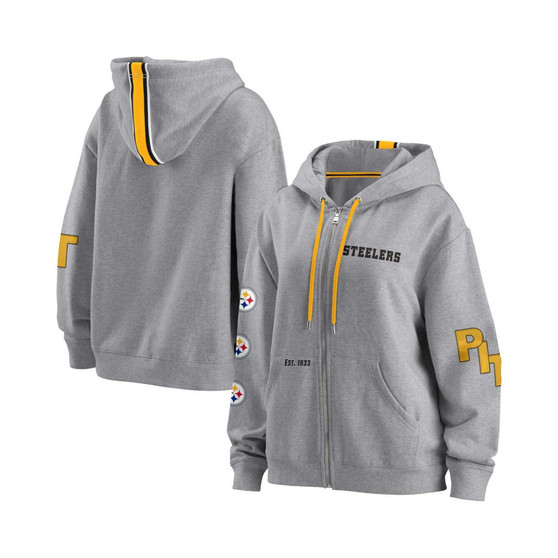 Women's Gray Pittsburgh Steelers Full-Zip Hoodie