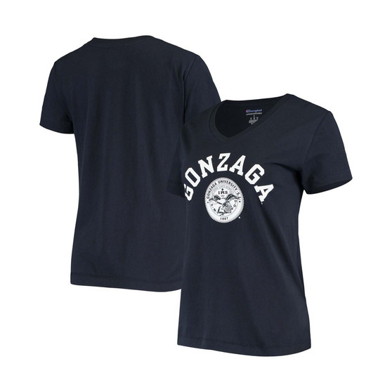 Women's Navy Gonzaga Bulldogs University College Seal V-Neck T-shirt