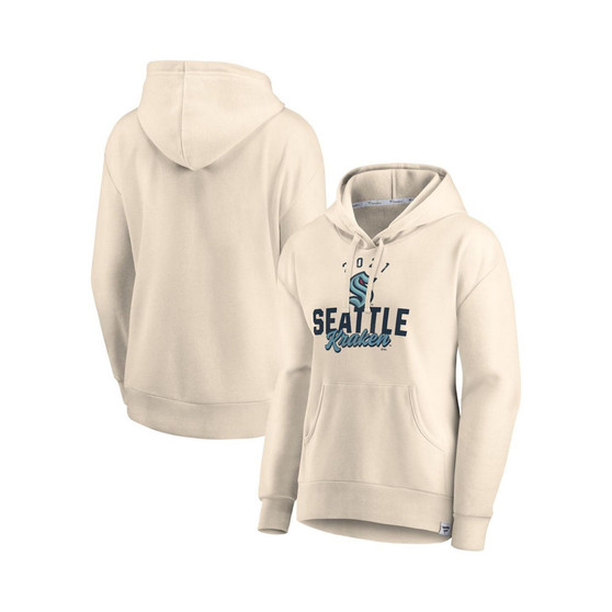 Women's Branded Oatmeal Seattle Kraken Carry the Puck Pullover Hoodie Sweatshirt