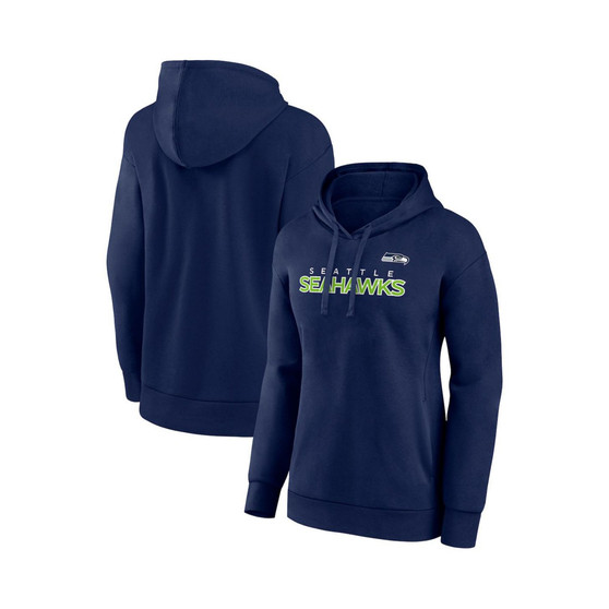 Women's Branded College Navy Seattle Seahawks Checklist Crossover V-Neck Pullover Hoodie