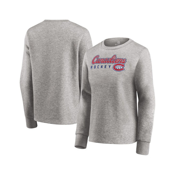 Women's Branded Heathered Gray Montreal Canadiens Fan Favorite Script Pullover Sweatshirt