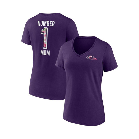 Women's Branded Purple Baltimore Ravens Team Mother's Day V-Neck T-shirt