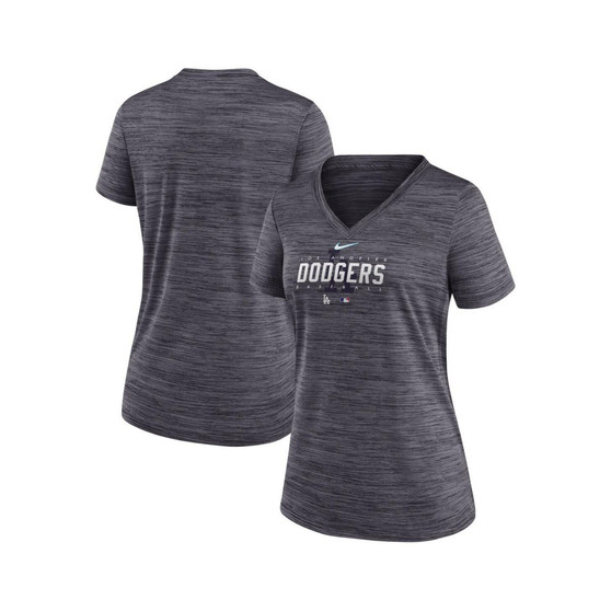 Women's Black Los Angeles Dodgers Authentic Collection Velocity Practice Performance V-Neck T-shirt