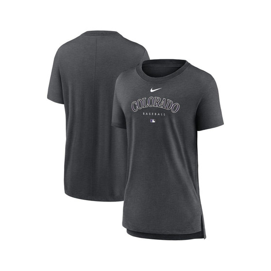 Women's Heather Charcoal Colorado Rockies Authentic Collection Early Work Tri-Blend T-shirt
