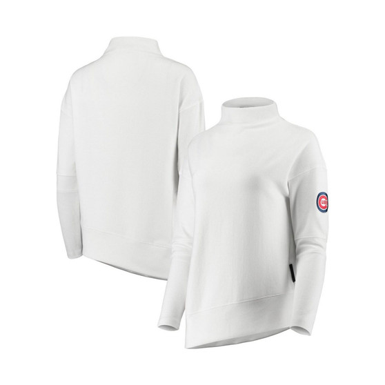 Women's White Chicago Cubs Lana Mock Neck Pullover Sweatshirt