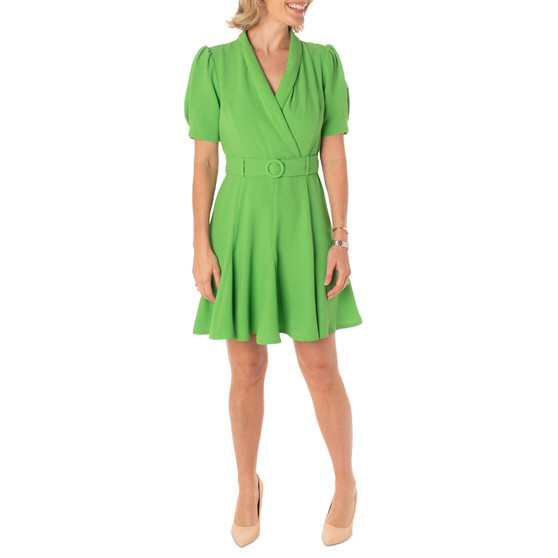 Women's Puff-Sleeve Belted Coat Dress