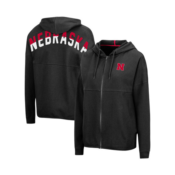 Women's Black Nebraska Huskers 2-Hit Full-Zip Hoodie