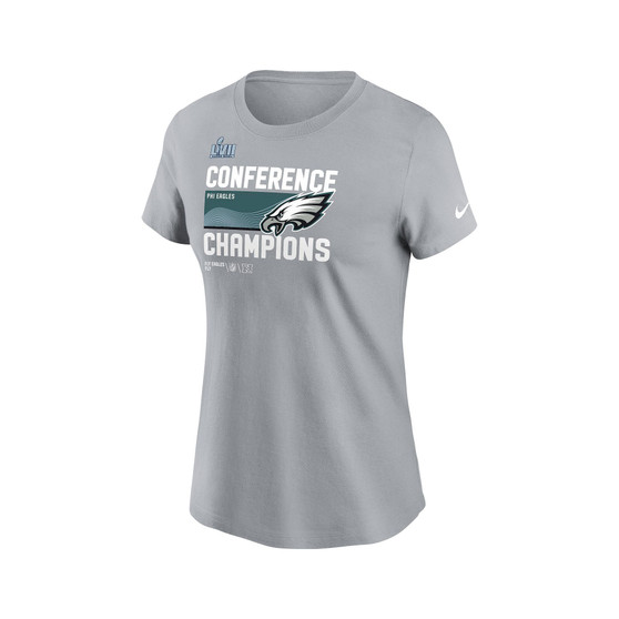 Women's Gray Philadelphia Eagles 2022 NFC Champions Trophy Collection T-shirt