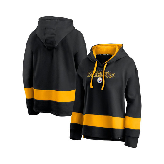 Women's Branded Black and Gold Pittsburgh Steelers Colors of Pride Colorblock Pullover Hoodie
