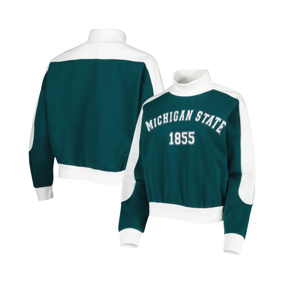 Women's Green Michigan State Spartans Make it a Mock Sporty Pullover Sweatshirt