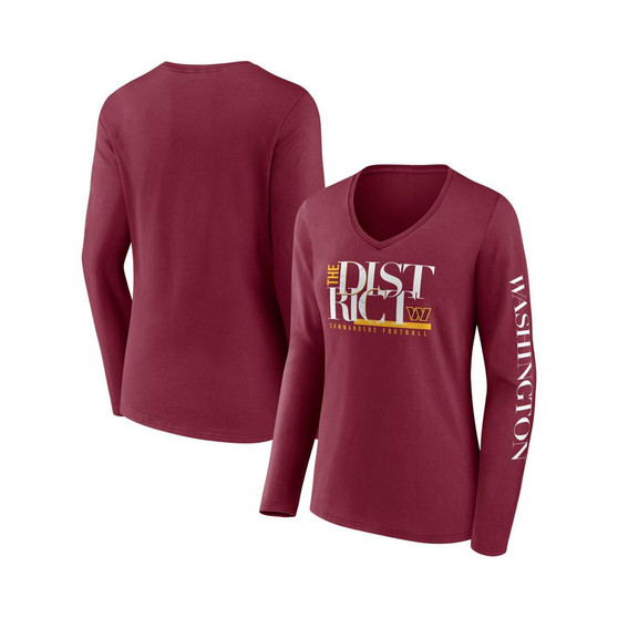 Women's Branded Burgundy Washington Commanders Hometown Sweep Long Sleeve V-Neck T-shirt
