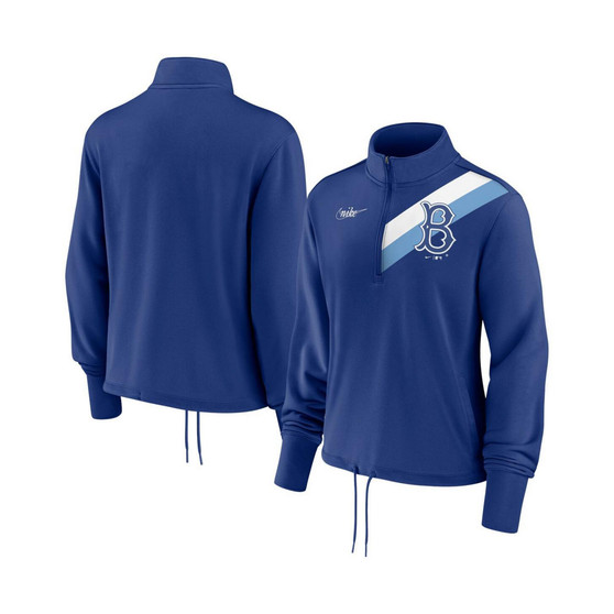 Women's Royal Brooklyn Dodgers Cooperstown Collection Rewind Stripe Performance Half-Zip Pullover