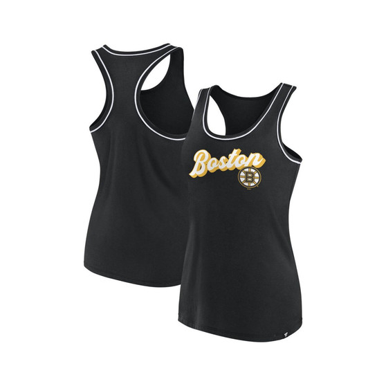 Women's Branded Black Boston Bruins Wordmark Logo Racerback Scoop Neck Tank Top