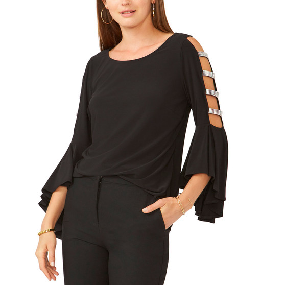 Ladder-Trim Bell-Sleeve Top