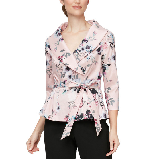 Petite Floral-Print Portrait-Collar Blouse