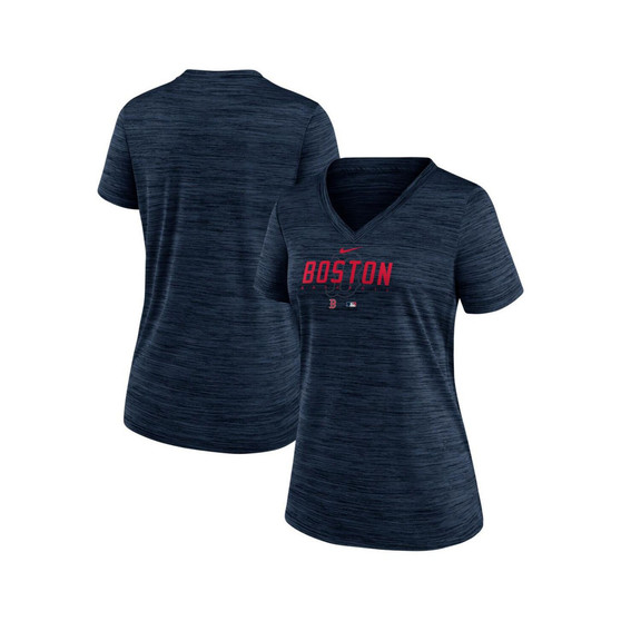 Women's Navy Boston Red Sox Authentic Collection Velocity Practice Performance V-Neck T-shirt